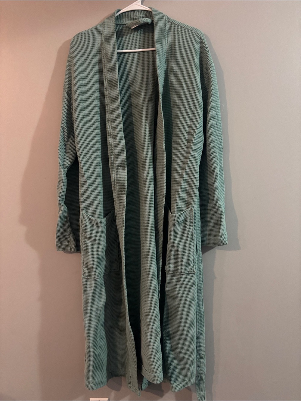 Cariloha Waffle Knit Long Robe in Sage Green